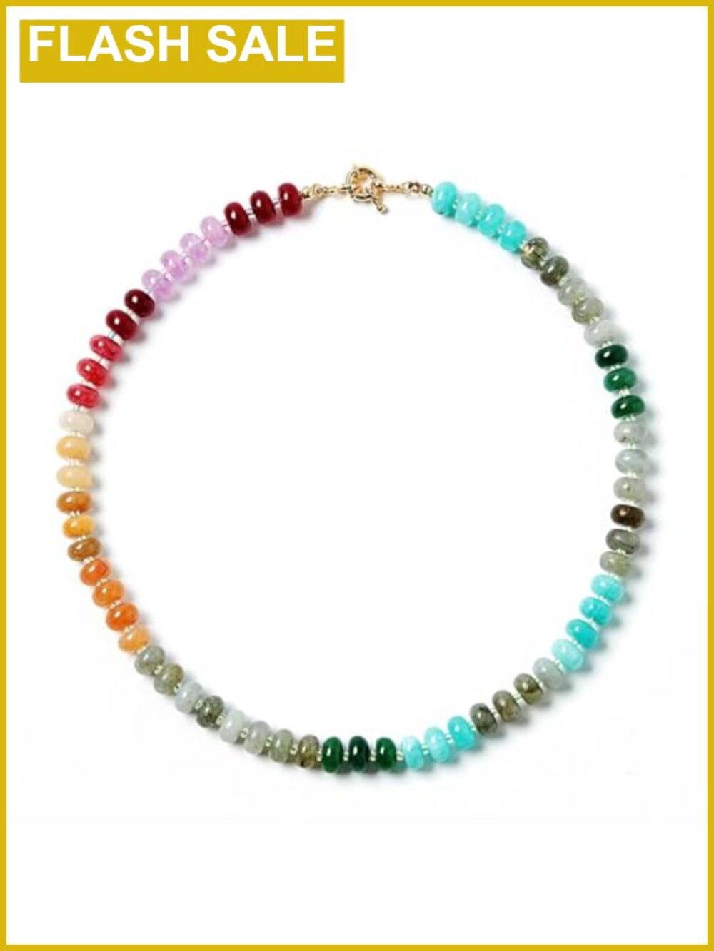 Natural Stone Beaded Choker Necklace 17in Handmade Boho Beach Jewelry for Women